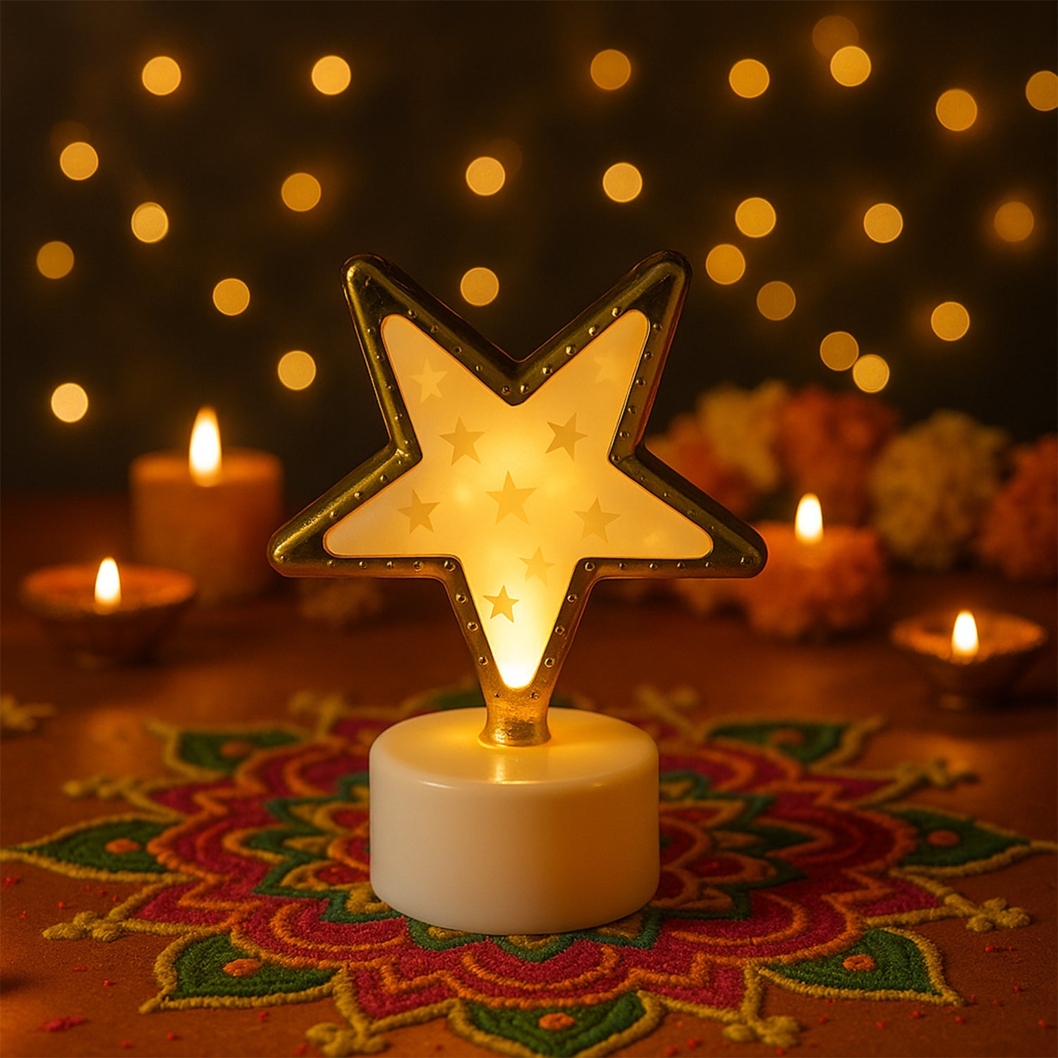Decorative Star Shaped Flameless LED Candles (4 Pc) Decorative Star Shaped Flameless LED Candles (4 Pc)